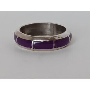 5 mm Sterling Silver Purple Mojave Turquoise Inlay Band Ring Size 5.75 *has chip